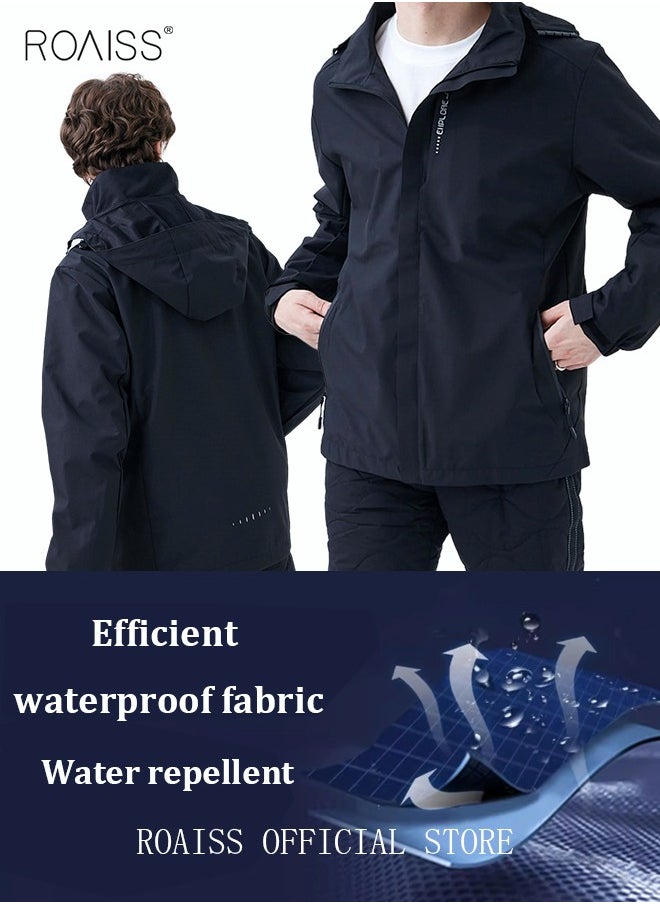 roaiss - Men's Functional Style Jacket Men Solid Casual Simple Coat Sports Pocket Zipper Baseball Clothes Flying Jacket Men's Hooded Workwear Jacket - Image 1