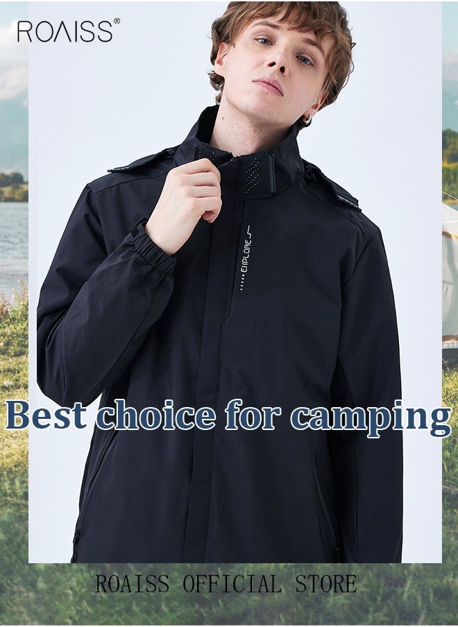 roaiss - Men's Functional Style Jacket Men Solid Casual Simple Coat Sports Pocket Zipper Baseball Clothes Flying Jacket Men's Hooded Workwear Jacket - Image 1