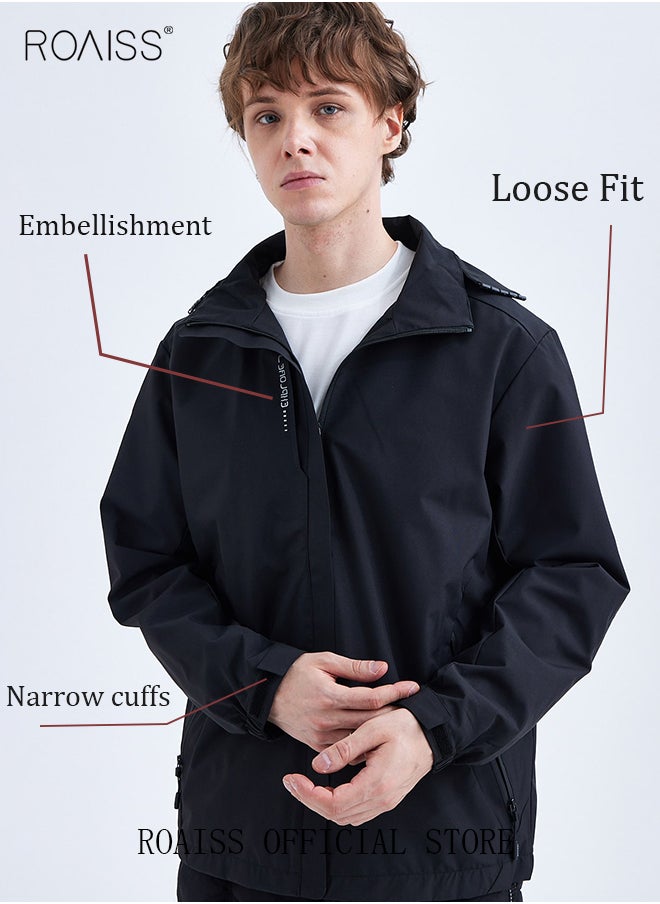 roaiss - Men's Functional Style Jacket Men Solid Casual Simple Coat Sports Pocket Zipper Baseball Clothes Flying Jacket Men's Hooded Workwear Jacket - Image 1