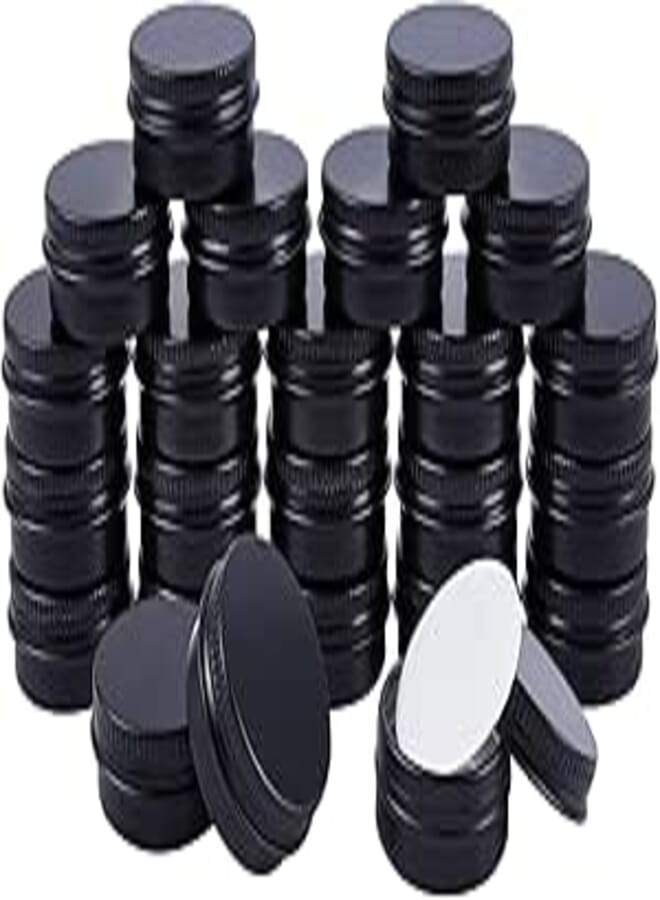 NBEADS 24 Pcs 10ml Round Aluminum Tins Jars, Metal Storage Containers Black Travel Empty Aluminum Tins Cans with Screw Lid for Making Candles Arts Crafts