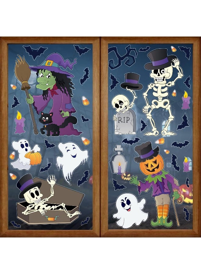 LOKIPA LOKIPA Halloween Window Clings Decals Decorations - 8 Sheets Pumpkin Spider Bat Ghost Witch Window Stickers for Halloween Windows Glass Decorations  - Image 2