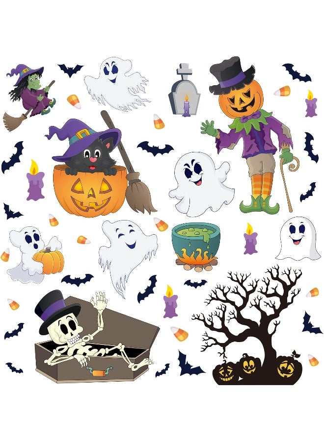 LOKIPA LOKIPA Halloween Window Clings Decals Decorations - 8 Sheets Pumpkin Spider Bat Ghost Witch Window Stickers for Halloween Windows Glass Decorations  - Image 3