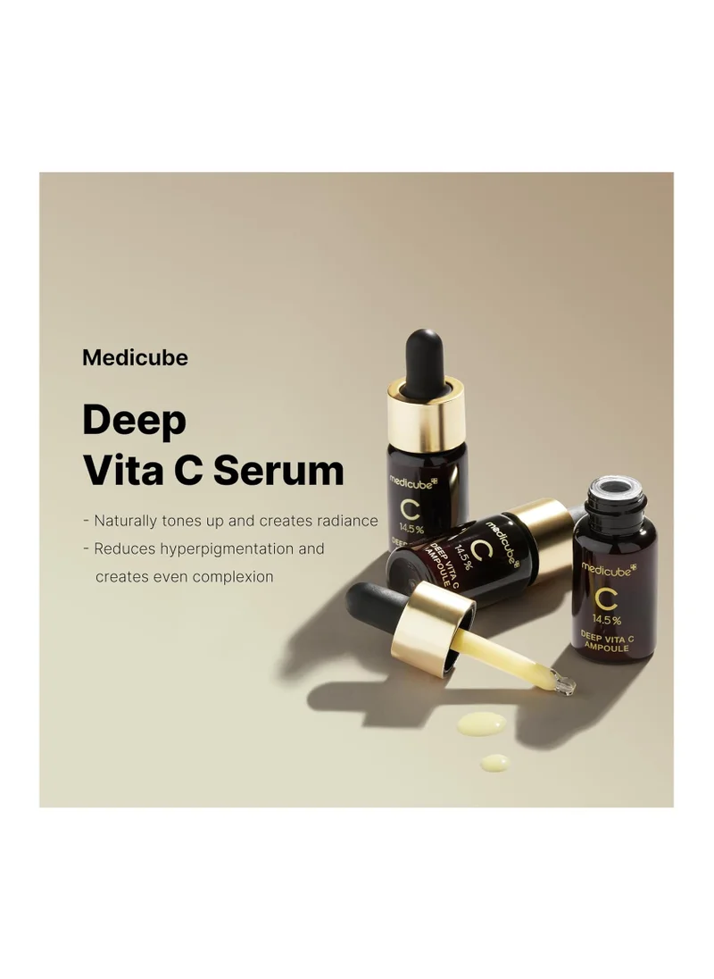 Medicube Medicube Deep Vita C Serum 2.0 || 14.5% Pure Vitamin C reduce the appearance of hyperpigmentation, dark spots, and blemishes | 16 self-tests complete | Korean skincare (10g * 3 bottles)