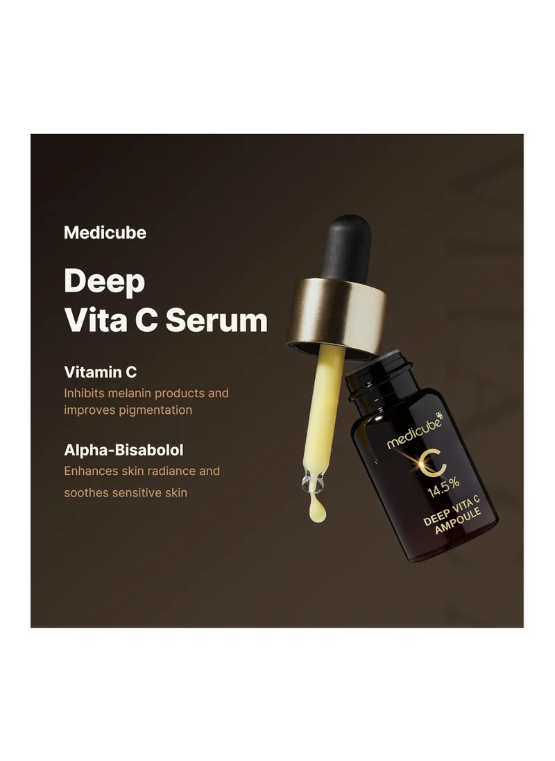 Medicube Medicube Deep Vita C Serum 2.0 || 14.5% Pure Vitamin C reduce the appearance of hyperpigmentation, dark spots, and blemishes | 16 self-tests complete | Korean skincare (10g * 3 bottles)
