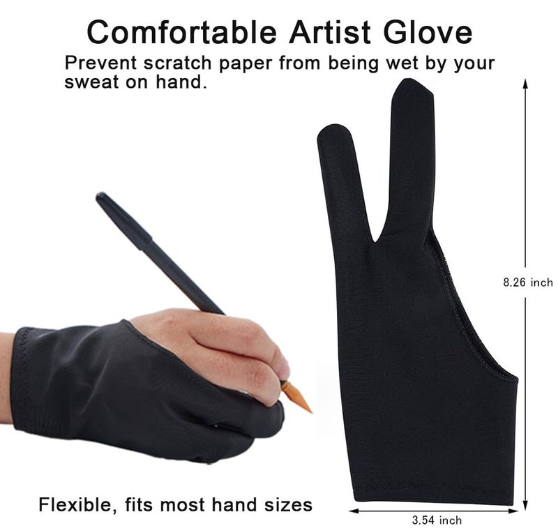 EGOSKY Scratch Painting Art Tool, 11 Pieces Scratching Drawing Tool Set, Including Artist Glove, Tool Bag, Scratch Coloring Pens, Plastic and Wooden Stylus, Scraper, Clean Brush - Image 4