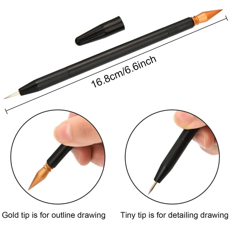 EGOSKY Scratch Painting Art Tool, 11 Pieces Scratching Drawing Tool Set, Including Artist Glove, Tool Bag, Scratch Coloring Pens, Plastic and Wooden Stylus, Scraper, Clean Brush - Image 2