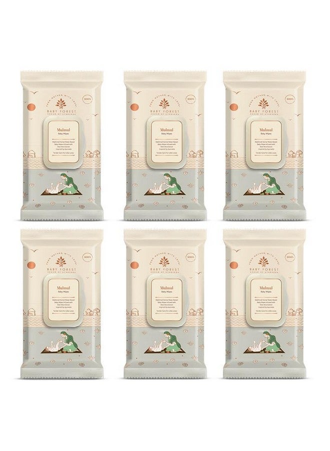 Baby Forest Mulmul Baby Wipes | Ultra-Soft Baby Wet Wipes | Water Based Wipes | Chemical Free & Organic Baby Wipes | 3x Thicker & Softer Wipes | 72 Wipes | Pack of 6 - Image 1