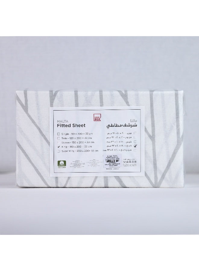 Home Box Malta Centrum Printed Cotton Queen Fitted Sheet 200 x 33 x 150 cm - Image 5
