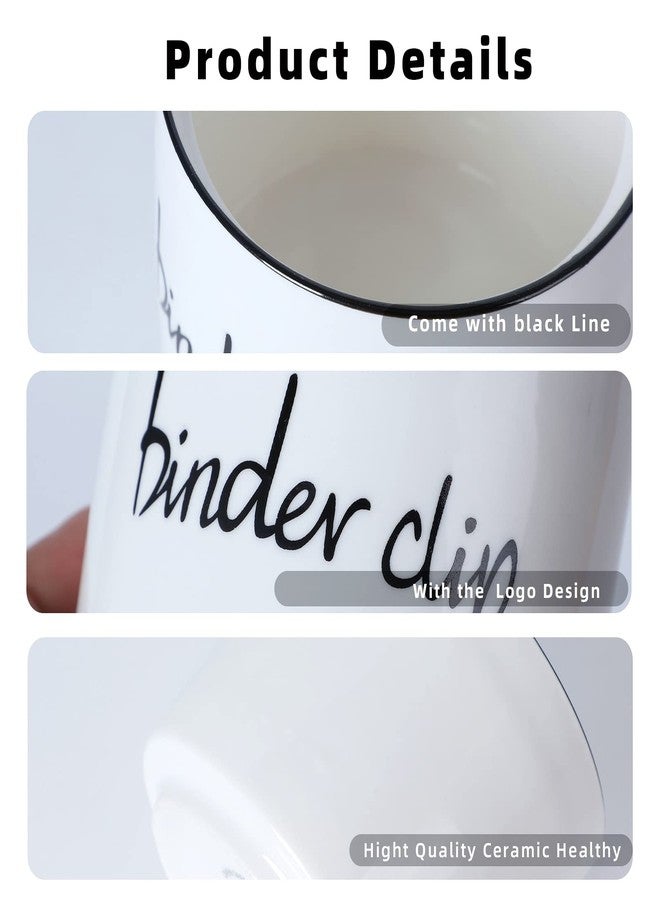 ONTUBE Farmhouse Binder Clip Holder, Ceramic Paper Clip Dispenser Organizer for Desk ,Office Push Pins Holder 8oz (White) - Image 5