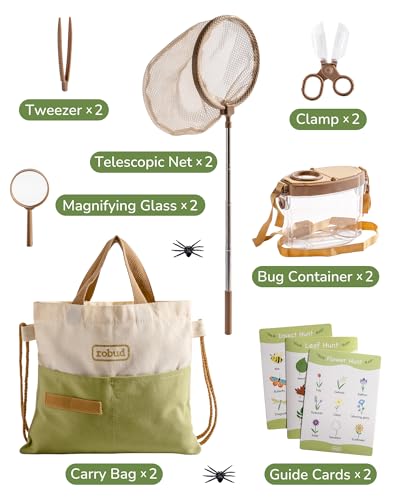ROBUD Dual Kids Explorer Kit Bug Catcher Kit with Bags Kit Green Outdoor Exploration Set for Camping Montessroi Toy for Kids Coming Closer to NatureWRP29 - Image 5