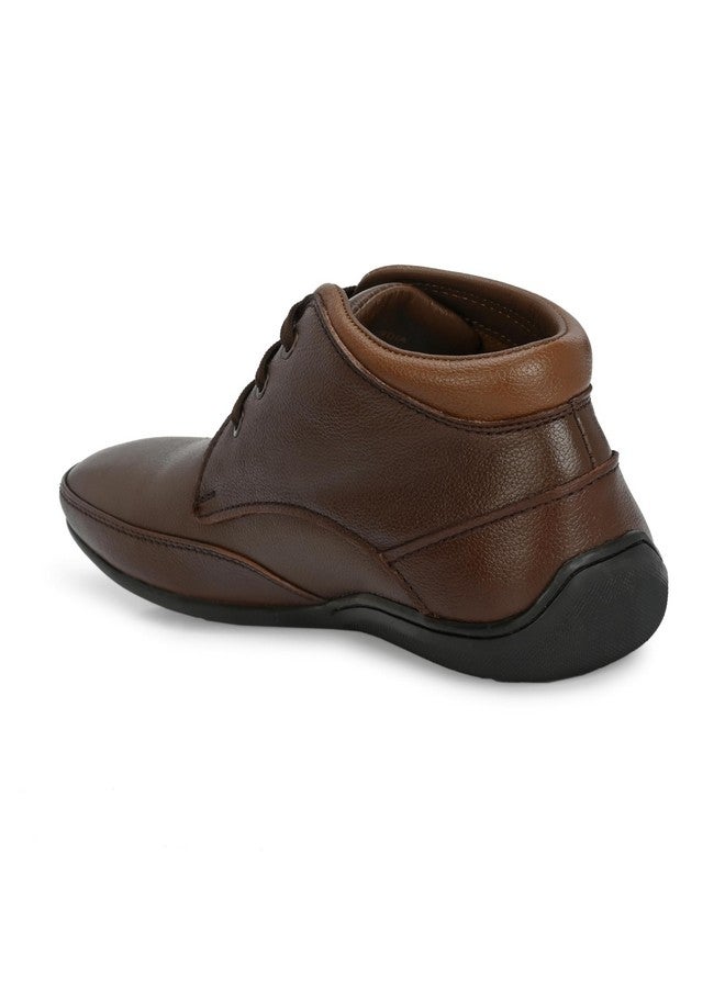 egoss Comforts Premium Genuine Leather Driving Shoe Boots for Men (Brown-7)-G-549 - Image 3