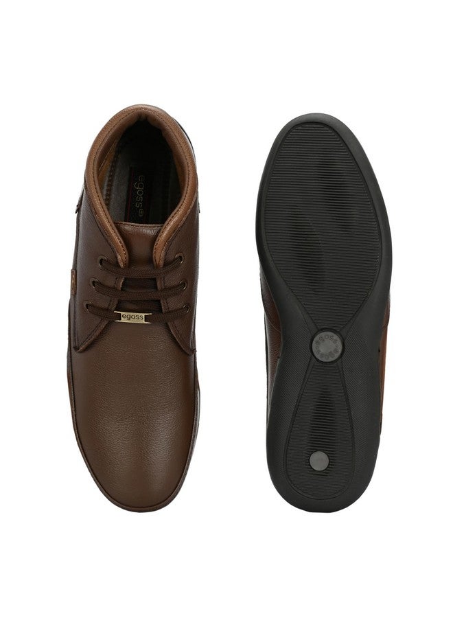 egoss Comforts Premium Genuine Leather Driving Shoe Boots for Men (Brown-7)-G-549 - Image 5