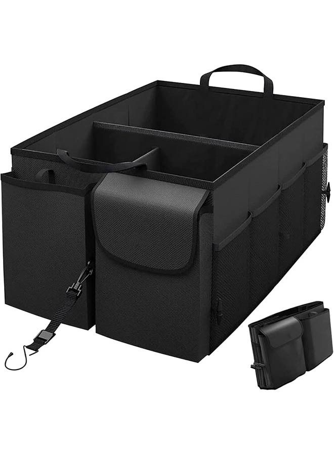 Arabest Car Trunk Organizer Portable Cargo Storage Box Collapsible Auto Container Bag Foldable Organizers with 3 Compartments Adjustable Straps Non-slip Bottom for SUV Van Vehicle Camping Picnic(Black)  - Image 1