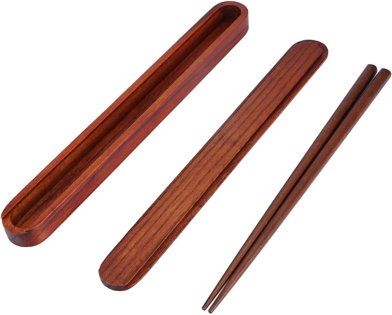 cheekyglo 1 Pair Travel Chopsticks with Case Reusable, 9.5inch Portable Wooden Chop Sticks for Eating, for Home Travel Outdoor(A) - Image 1