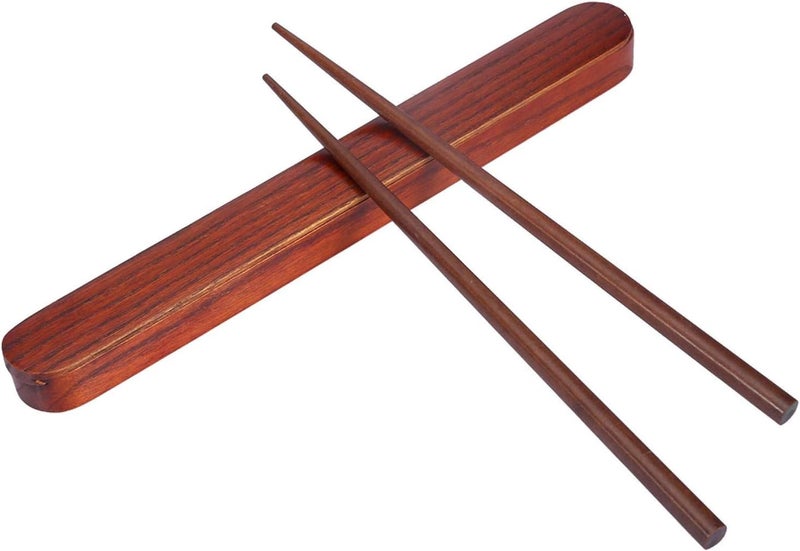 cheekyglo 1 Pair Travel Chopsticks with Case Reusable, 9.5inch Portable Wooden Chop Sticks for Eating, for Home Travel Outdoor(A) - Image 5