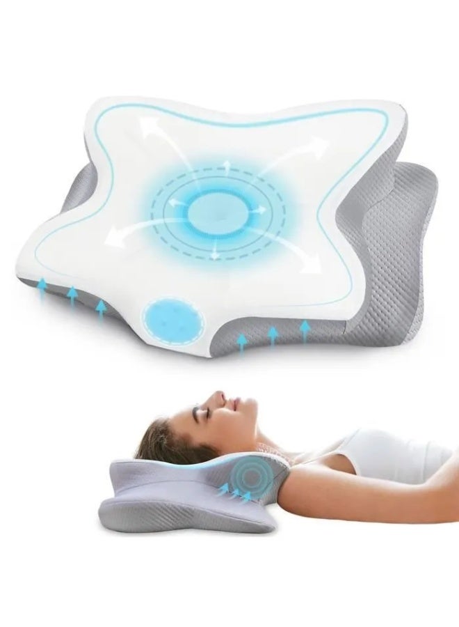 Beauenty Neck Support Pillow for Sleep - Contour Memory Foam Pillow for Side Back, and Stomach Sleepers - Ergonomic Cervical Pillow with Machine Washable Pillowcase 63x35x13/10CM - Image 2