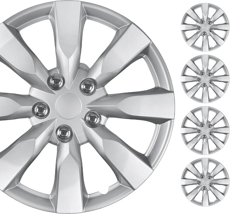 BDK (Set of 4) 16" Inch Rims Hubcaps Automotive Car Wheel Hub Caps Wheel Covers, Snap-On Direct OEM Replacement Toyota, Honda, Nissan, Ford, Mazda, Chevrolet, Mitsubishi, Kia, Hyundai, Volvo, BMW - Image 1