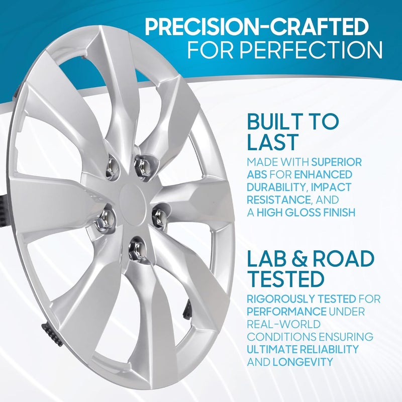 BDK (Set of 4) 16" Inch Rims Hubcaps Automotive Car Wheel Hub Caps Wheel Covers, Snap-On Direct OEM Replacement Toyota, Honda, Nissan, Ford, Mazda, Chevrolet, Mitsubishi, Kia, Hyundai, Volvo, BMW - Image 3