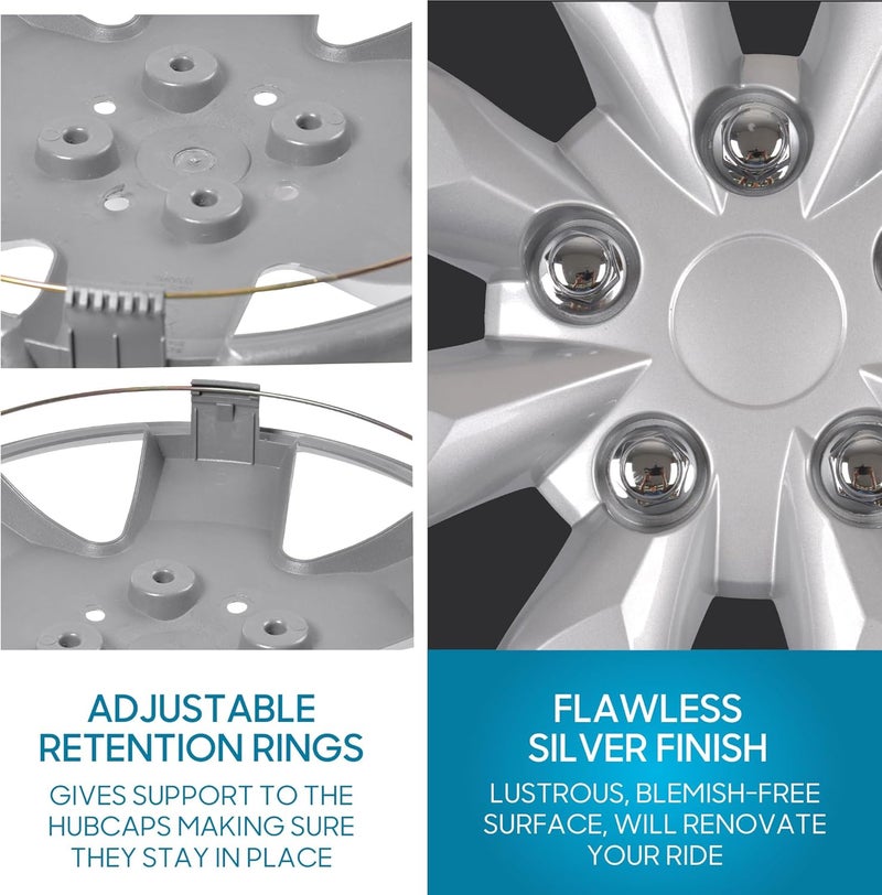 BDK (Set of 4) 16" Inch Rims Hubcaps Automotive Car Wheel Hub Caps Wheel Covers, Snap-On Direct OEM Replacement Toyota, Honda, Nissan, Ford, Mazda, Chevrolet, Mitsubishi, Kia, Hyundai, Volvo, BMW - Image 5