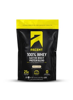 Health & Household Ascent 100% Whey Protein Powder - Post Workout Whey Protein Isolate, Zero Artificial Flavors & Sweeteners, Soy & Gluten Free, 5.5G Bcaa, 2.6G Leucine, Essential Amino Acids, Vanilla Bean 2 Lb  - Image 1