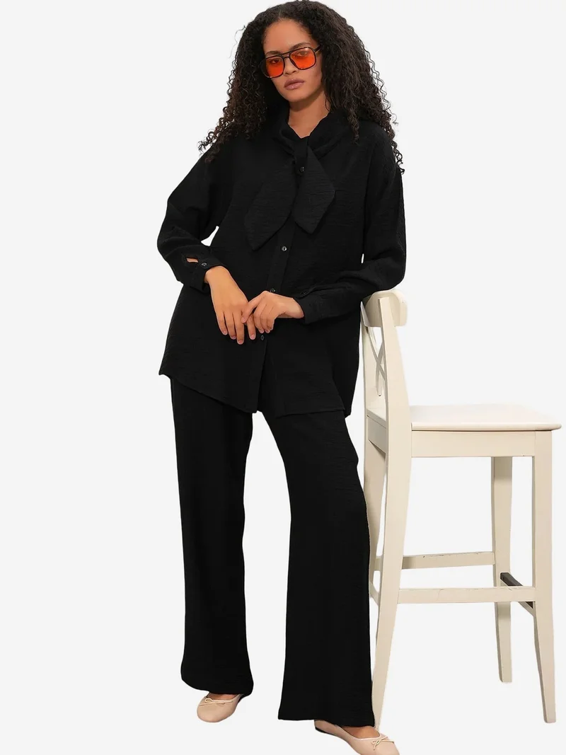 BDART Textured Shirt And Wide-Leg Trouser Set