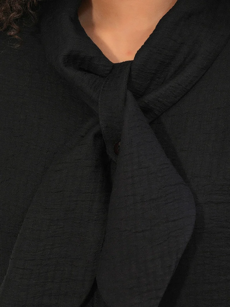 Big Dart Black BDART Textured Shirt And Wide-Leg Trouser Set for Women | Best Price UAE