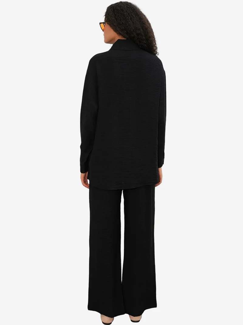 Big Dart Black BDART Textured Shirt And Wide-Leg Trouser Set for Women | Best Price UAE