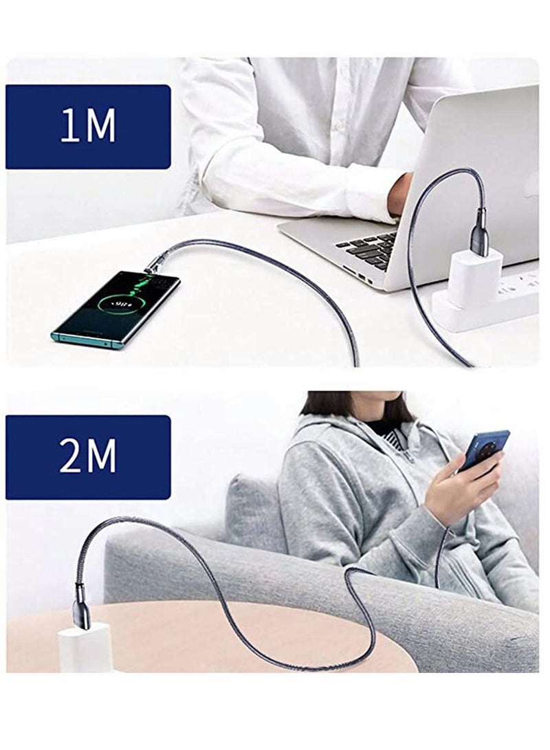 Y&D Charging Cable 1m 3.3ft Fast USB Nylon Braided 3 in 1 Type C Micro iPhone Compatible with & Smart Phones Tablets Black - Image 2