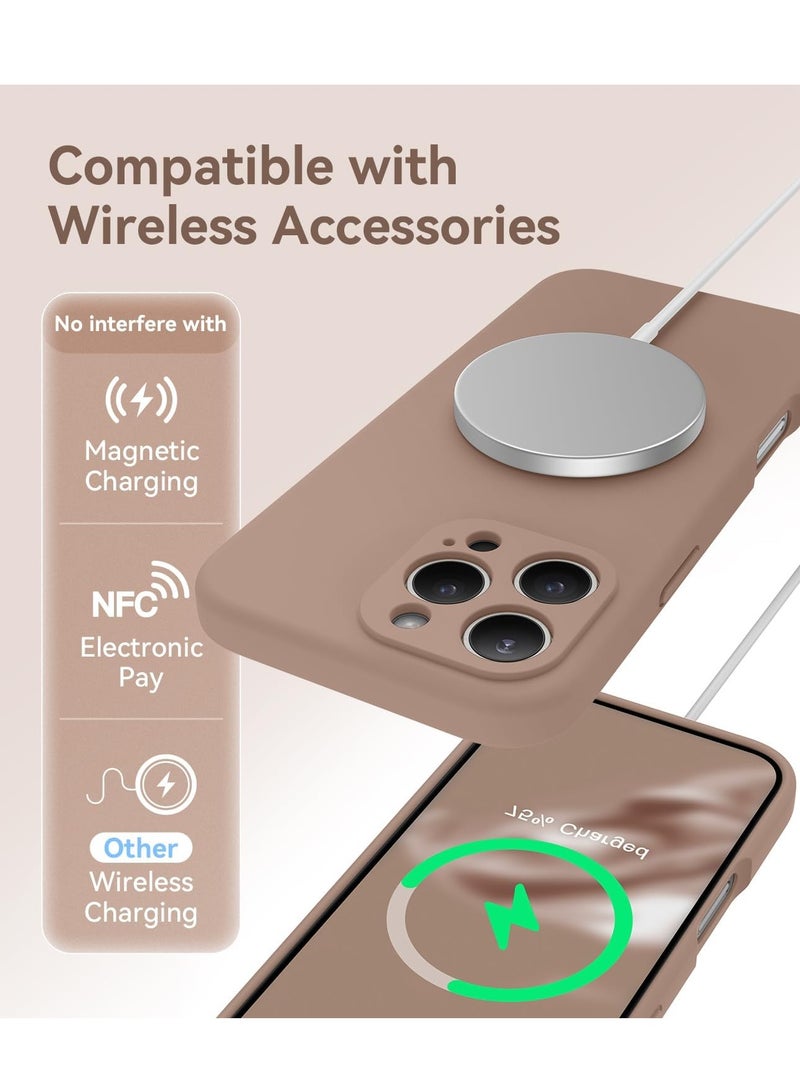 ELTRAZONE Compatible with iPhone 16 Pro Max Case, Silicone Upgraded [Camera Protection], [Compatible with MagSafe], Anti-Scratch Microfiber Lining Inside with 2 Screen Protectors – Light Brown - Image 3