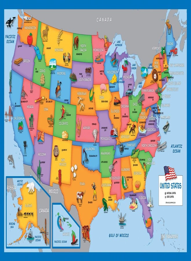 Palace Learning 2 Pack - World & USA Map for Kids [Illustrated] - 2 Poster Set (LAMINATED, 18" x 29") - Image 4