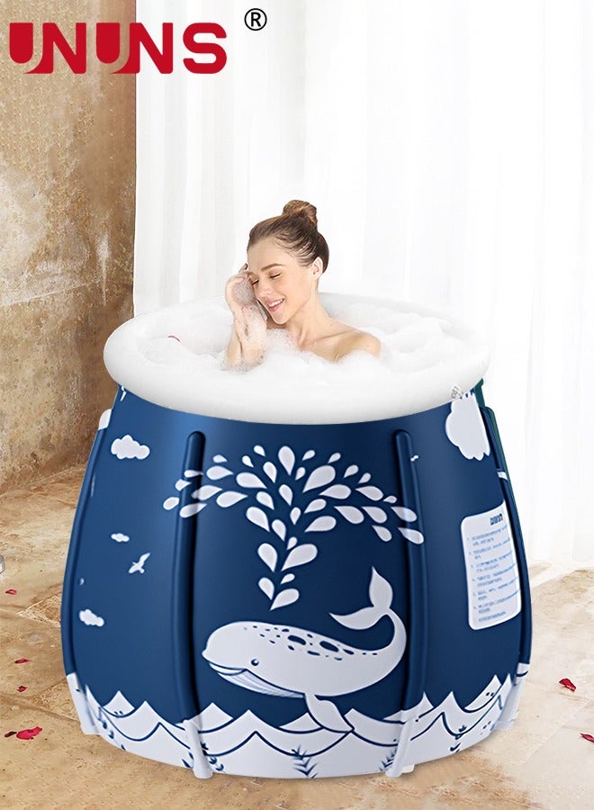 UNUNS Portable Foldable Bathtub,Soaking Tub For Shower Stall For Adult Kids With Cushion And Cover,Separate Family Bathroom SPA Hot Bath Tub,Efficient Maintenance Of Temperature,65x70cm - Image 1