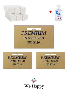 We Happy We Happy Premium Interfold Tissue Paper Hand Towel 150 Sheets x 60 Packs - 9000 Pieces Ideal for Kitchen Bathroom Table and Napkin Use with Hand Sanitizer 50ml  - Image 1