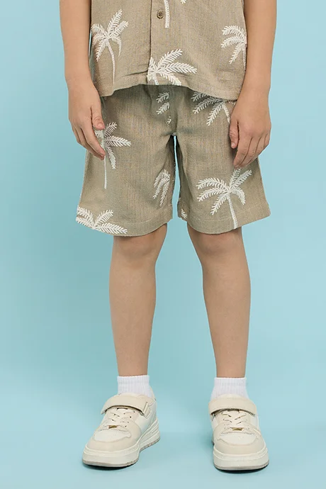 أر أند بي Embroidered Shorts with Drawstring Waist