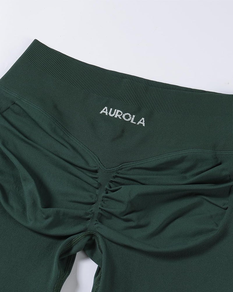AUROLA Influence Collection Workout Shorts for Women,No Roll Up New Scrunch SeamlessGym Short-3.5" Inseam, Eden Green, L - Image 3
