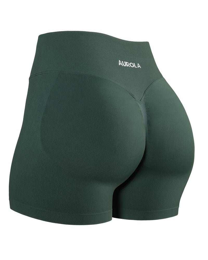 AUROLA Influence Collection Workout Shorts for Women,No Roll Up New Scrunch SeamlessGym Short-3.5" Inseam, Eden Green, L - Image 1