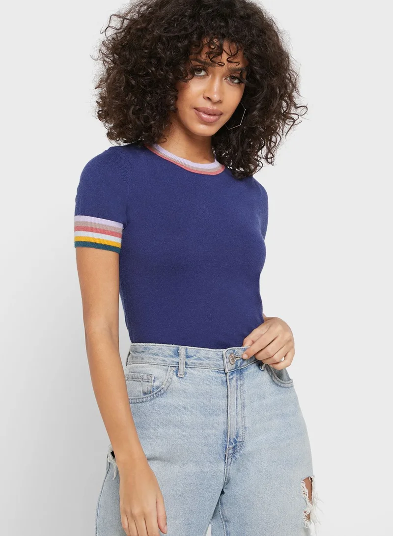 FOREVER 21 Striped Trim Sweater Top