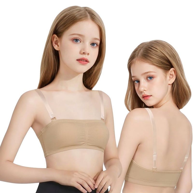MOLLDAN Girls Seamless Bandeau Bra for Teens Sports Tops Adjustable Strapless Training Bra 7-16 Years,Within Chest Pads(8F-18-1-M) - Image 2