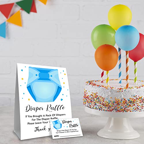 ALodr Diaper Raffle Baby Shower Game -Blue Diapers Insert Ticket - Baby boy Shower Game -Baby boy Shower Ideas- Baby Showers Decorations - Baby Showers Party Decorations Game Cards Kit (1 Sign & 50 Cards) - Image 5