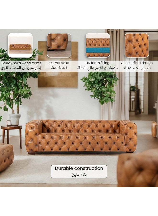 Micasa 3-Seater Elegant And Modern Design Cow Leather Sofa Brown 68 X 107 X 245 Cm Nc0501 - Image 5