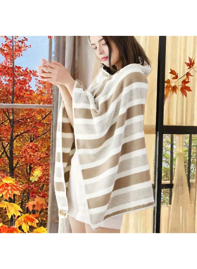 Green Striped Coral Fleece Quick Dry Durable Bath Towel 55 x 27.61 Inches Large for Home Beach Outdoor Use Autumn Gift - Image 5