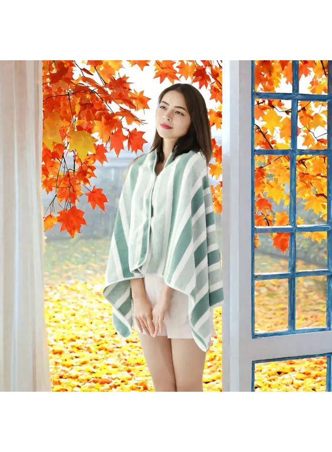 Green Striped Coral Fleece Quick Dry Durable Bath Towel 55 x 27.61 Inches Large for Home Beach Outdoor Use Autumn Gift - Image 4