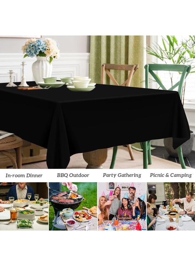 Mulbozy 2 Pcs Black Plastic Tablecloth for Rectangle Table, 54 × 108 inches Disposable Black Party Table Covers for Birthday, Wedding, Baby Shower, Holdiay Party Decoration - Image 3