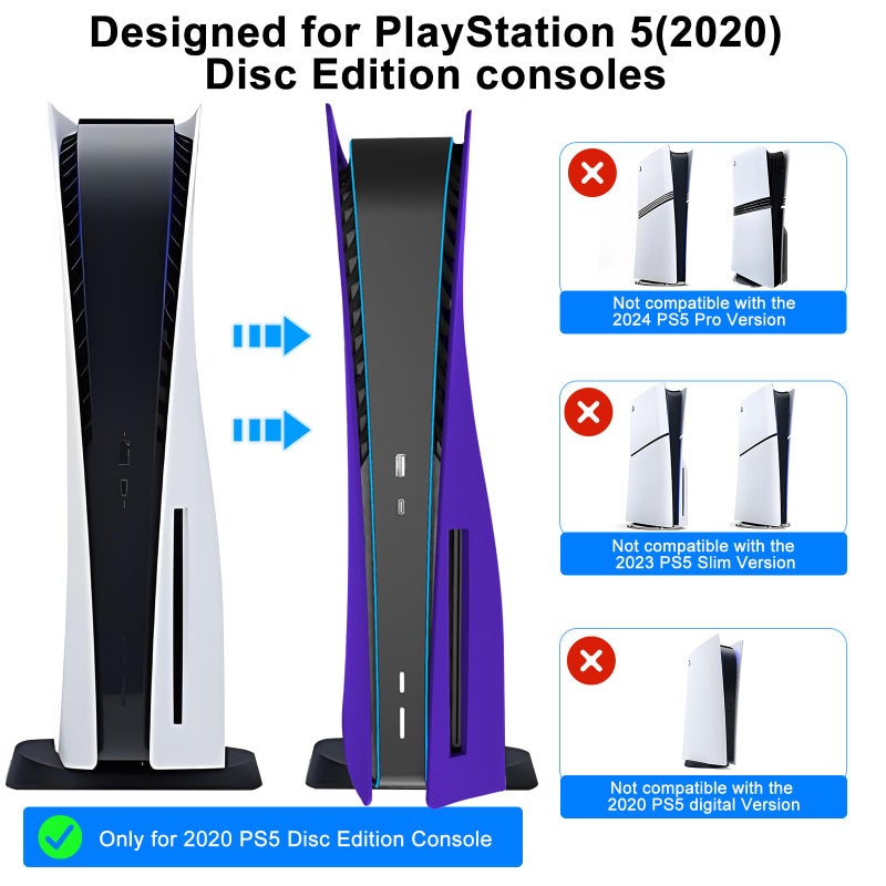 arVin Cover Plates for PS5 Disc Edition 2020, Replacement Shell Faceplate for PS5 Disc Console, ABS Hard Anti-Scratch Dustproof Protective Skin Case Accessories for PlayStation 5 Disc Edition â€“Purple - Image 2
