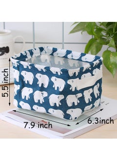 Scholazs Scholazs Mini Canvas Storage Bins Collapsible Canvas Shelf Basket Nursery Organizer Boxwith Handles For Nursery Kids Bathroom Home Office  - Image 2