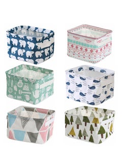 Scholazs Scholazs Mini Canvas Storage Bins Collapsible Canvas Shelf Basket Nursery Organizer Boxwith Handles For Nursery Kids Bathroom Home Office  - Image 1