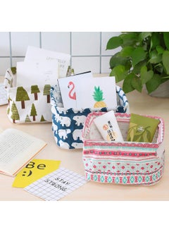 Scholazs Scholazs Mini Canvas Storage Bins Collapsible Canvas Shelf Basket Nursery Organizer Boxwith Handles For Nursery Kids Bathroom Home Office  - Image 3