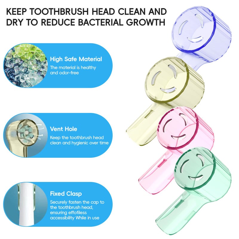 4 Colorful Dustproof Toothbrush Covers Caps Unscented Compatible With Replacement Heads And IO Series Electric Toothbrush Head Protector - Image 3