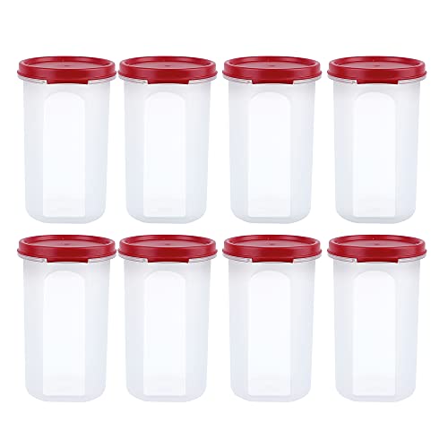 Cutting EDGE Smart Slim Storage Set of 8 – 585ML | Airtight & Leak-Resistant Round Modular Plastic Containers for Pasta, Snacks & Cookies | Stackable, BPA-Free, Refrigerator Safe – Dark Red - Image 3