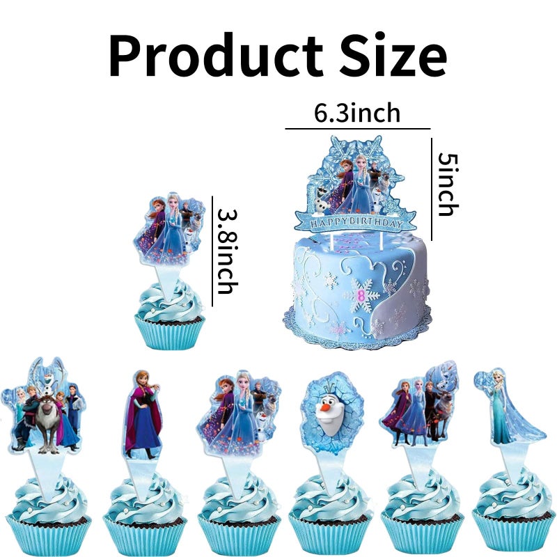 Fnjoe 25 Pcs Anime Cake Toppers, Happy Birthday Party Decorations, Blue Cake Decorations, Cute Party Supplies for Girls - Image 2
