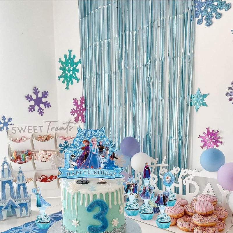 Fnjoe 25 Pcs Anime Cake Toppers, Happy Birthday Party Decorations, Blue Cake Decorations, Cute Party Supplies for Girls - Image 5